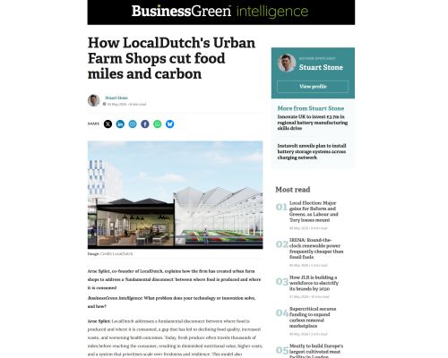 Interview with UK newsplatform BusinessGreen