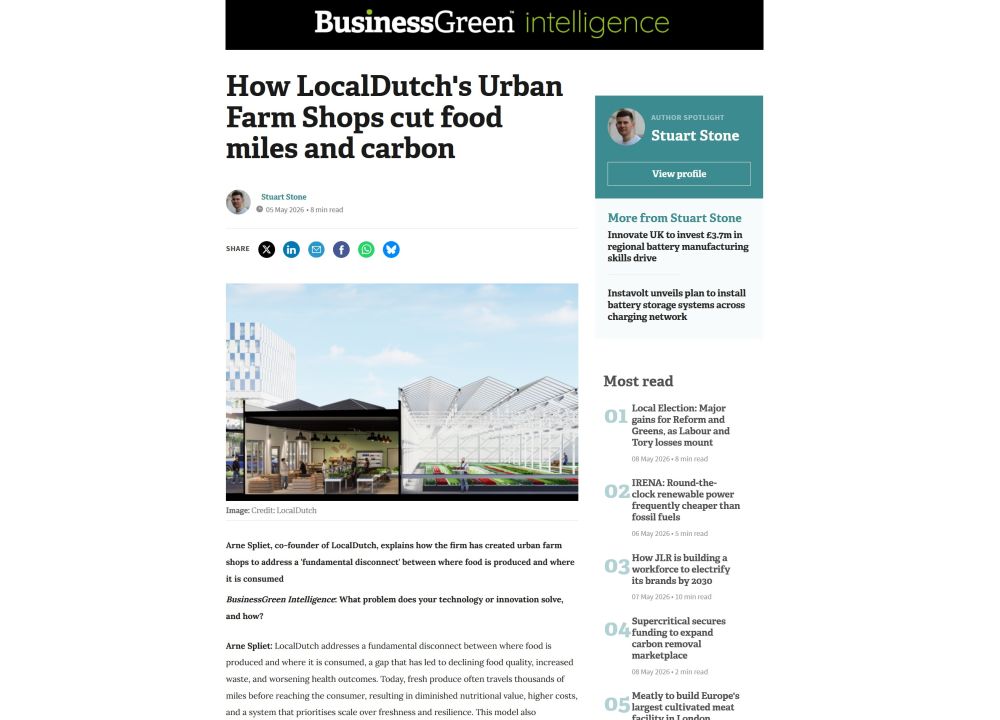 Interview with UK newsplatform BusinessGreen